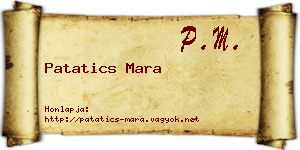Patatics Mara névjegykártya